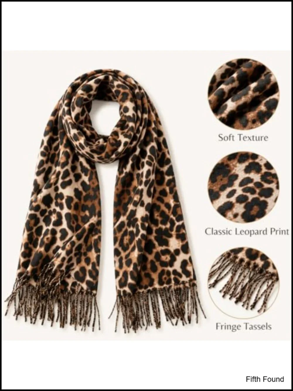 Soft Warm Double-sided Tassels Shawl Wraps Leopard Print Winter Scarf